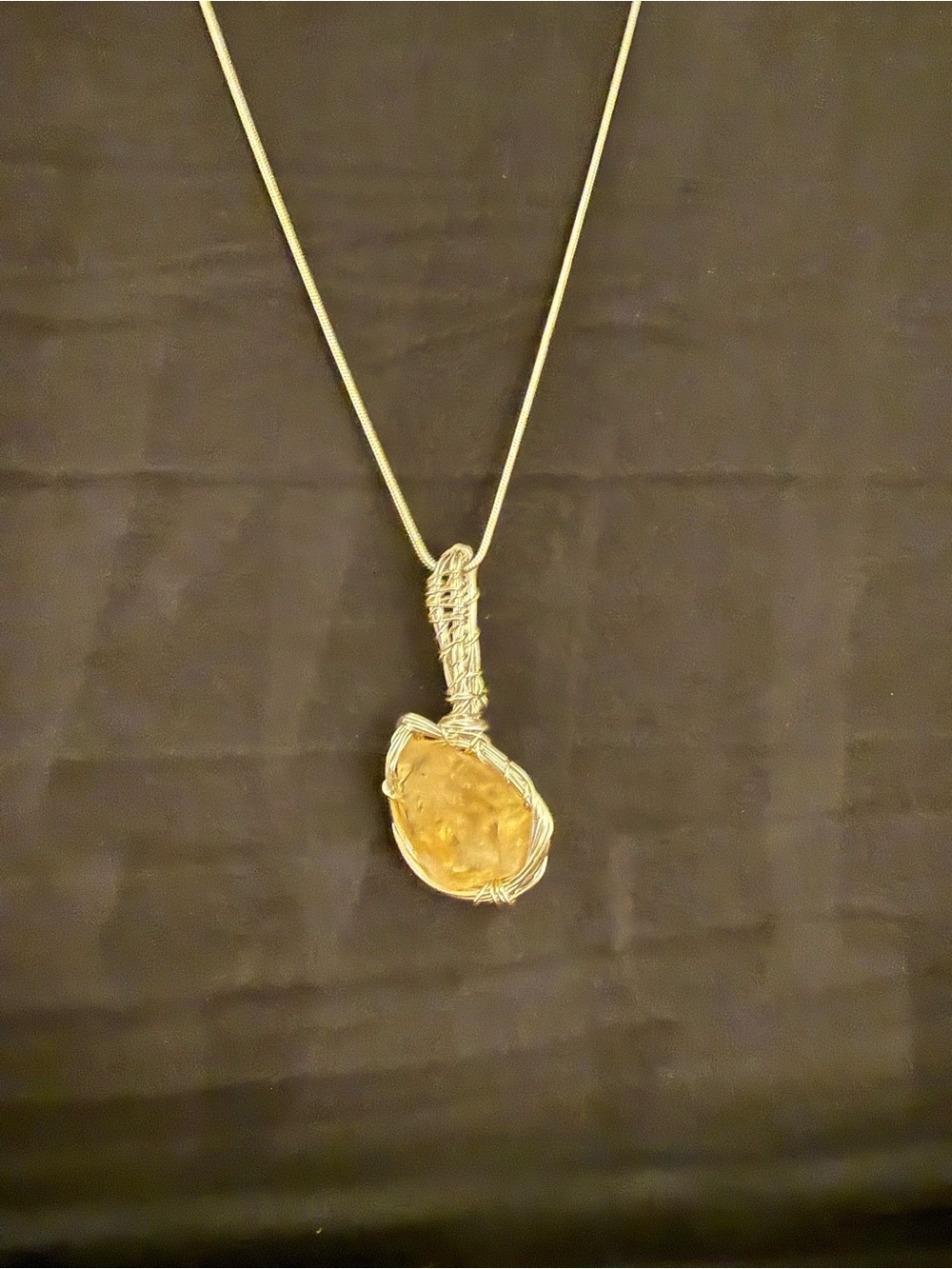 Handmade Wire-Wrapped Raw Citrine Pendant Necklace
